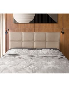 Cabeceira Painel Cama Box Queen 1,60m Estofada Belize Linho Bege