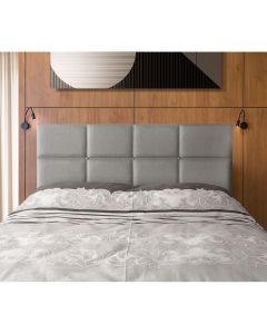 Cabeceira Painel Cama Box Queen 1,60m Estofada Belize Linho Cinza