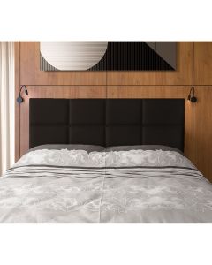 Cabeceira Painel Cama Box Casal 1,40m Estofada Belize Linho Marrom Escuro