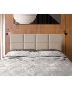 Cabeceira Painel Cama Box Casal Estofada Belize Veludo Bege