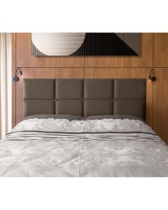 Cabeceira Painel Cama Box Casal 1,40m Estofada Belize Veludo Marrom