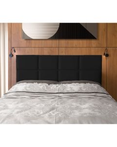 Cabeceira Painel Cama Box Casal Estofada Belize Veludo Preto