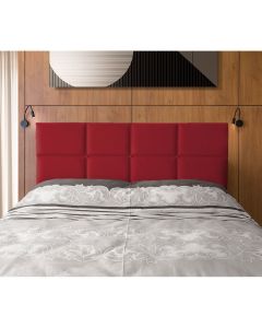 Cabeceira Painel Cama Box Casal Estofada Belize Veludo Vermelho